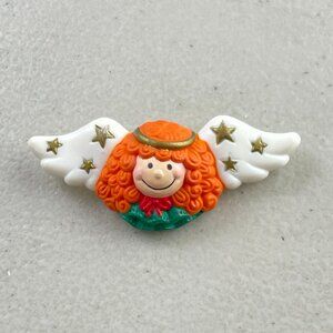 Vintage Smiling Angel Pin Small Face Wings Accent Lapel 1990s Y2K Christmas Gift